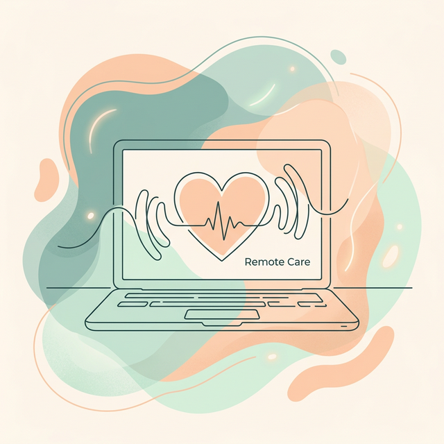 Terapeuta ocupacional em videochamada com paciente em casa, demonstrando exercício de membro superior